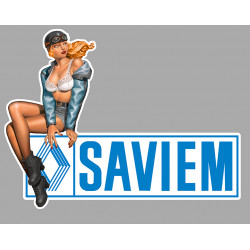 SAVIEM Left Vintage Pin Up Laminated decal