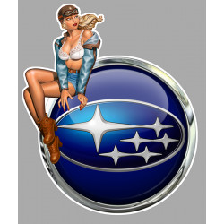 SUBARU Pin Up Vintage gauche Sticker vinyle laminé