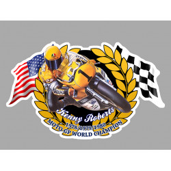 Kenny ROBERTS  Moto GP  WORLD CHAMPION  sticker vinyle laminé