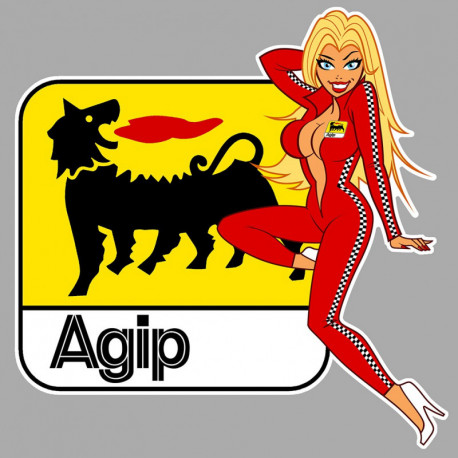 AGIP Pin up gauche Sticker vinyle laminé