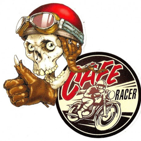 CAFE RACER left Skull laminated decal