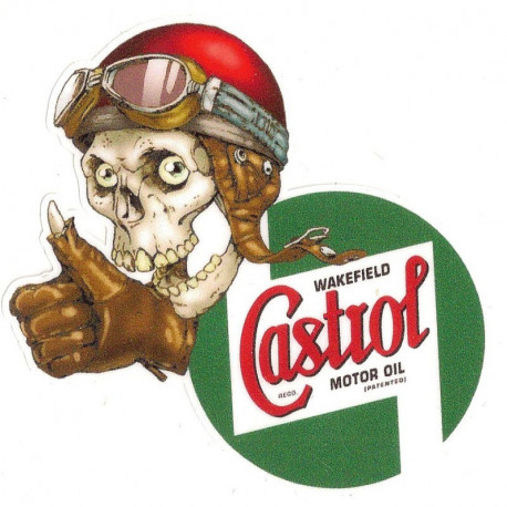 CASTROL Skull Gauche Sticker vinyle laminé