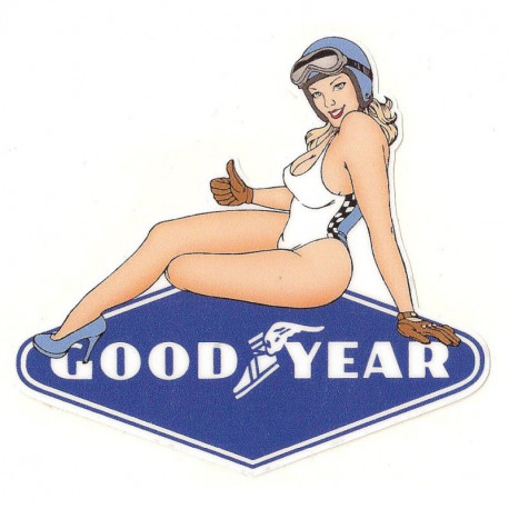 GOOD YEAR  Pin up gauche Sticker vinyle laminé