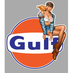 GULF Pin Up  Sticker droite vinyle laminé