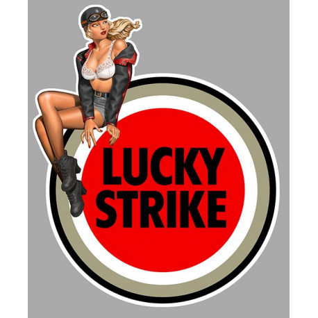 LUCKY STRIKE Pin Up gauche  Sticker  vinyle laminé