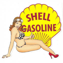 SHELL Gazoline Right Pin Up  Laminated decal