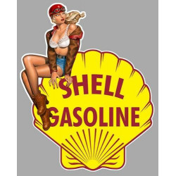 SHELL Gazoline left Pin Up  Laminated decal