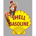 SHELL Gasoline  Pin Up gauche Sticker vinyle laminé