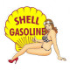 SHELL Gasoline  Pin Up gauche Sticker vinyle laminé