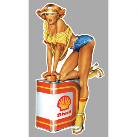 SHELL   Pin Up  gauche Sticker vinyle laminé