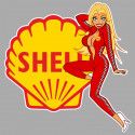 SHELL   Pin Up  gauche Sticker vinyle laminé