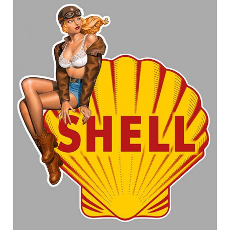 SHELL   Pin Up  gauche Sticker vinyle laminé