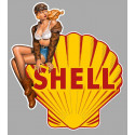 SHELL   Pin Up  gauche Sticker vinyle laminé