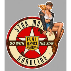 STAR Motor Gasoline Pin Up droite sticker vinyle laminé