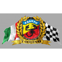 ABARTH  Flags Sticker vinyle laminé "dessiné vieilli"