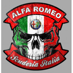 ALFA ROMEO Skull " dessiné vieilli " Sticker vinyle laminé