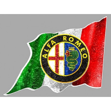 ALFA ROMEO Flag droit " dessiné vieilli " Sticker vinyle laminé