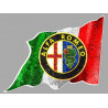 ALFA ROMEO Flag droit " dessiné vieilli " Sticker vinyle laminé
