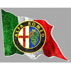 ALFA ROMEO Flag gauche " dessiné vieilli " Sticker vinyle laminé