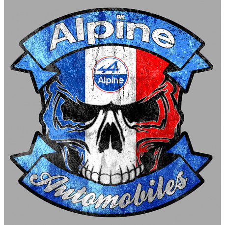 ALPINE Skull " vieilli " sticker  vinyle laminé