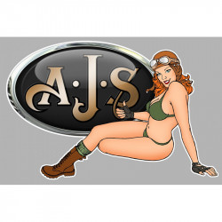 AJS Pin Up gauche Sticker droit vinyle laminé