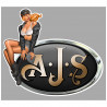 AJS left Vintage Pin Up  laminated decal