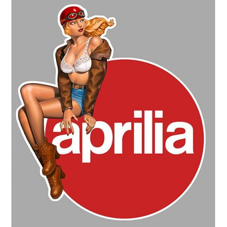 APRILIA left Vintage Pin Up  laminated decal