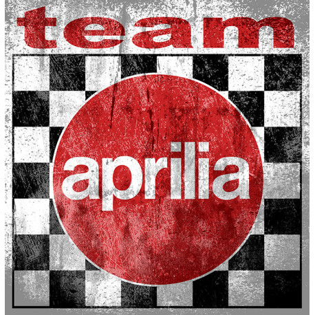 APRILIA TEAM " dessiné vieilli " Sticker  vinyle laminé