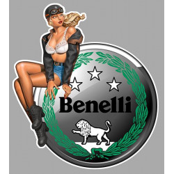 BENELLI Pin Up Vintage gauche Sticker  vinyle laminé