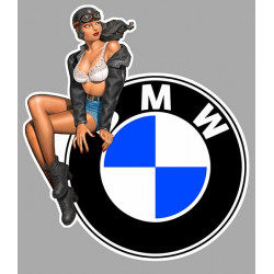 BMW left vintage Pin Up laminated decal