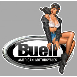 BUELL right Vintage Pin Up laminated decal