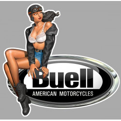 BUELL left Vintage Pin Up laminated decal