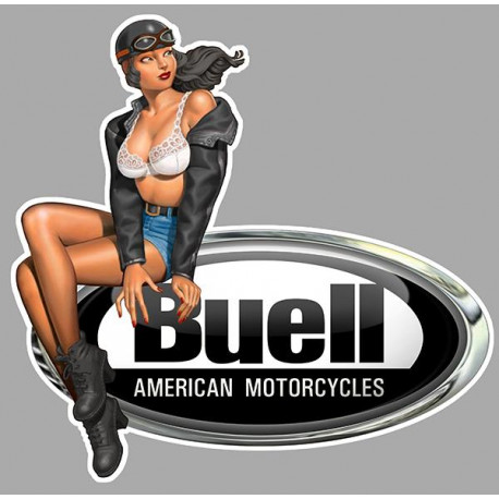 BUELL left Vintage Pin Up laminated decal