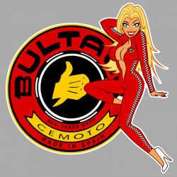 BULTACO left Pin Up  laminated decal