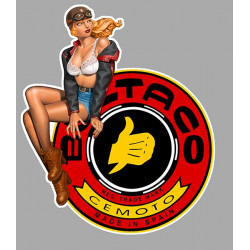 BULTACO  Pin Up Vintage  gauche  Sticker vinyle laminé