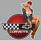 CHEVROLET Corvette right Vintage Pin Up  laminated decal