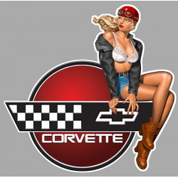 CHEVROLET Corvette  Pin Up Vintage droite Sticker vinyle laminé