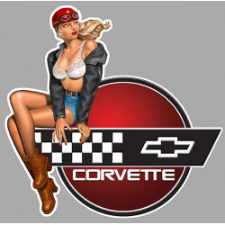 CHEVROLET Corvette left Vintage Pin Up  laminated decal