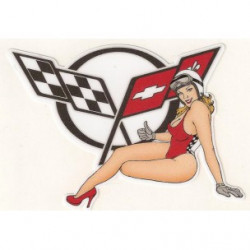 CHEVROLET Corvette left  Pin Up  laminated decal