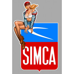 SIMCA Pin Up Vintage gauche Sticker vinyle laminé