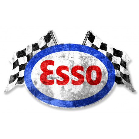 ESSO Flags  Sticker " dessiné vieilli " vinyle laminé