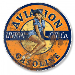 UNION PIN UP AVIATION GASOLINE  Sticker " dessiné vieilli " vinyle laminé