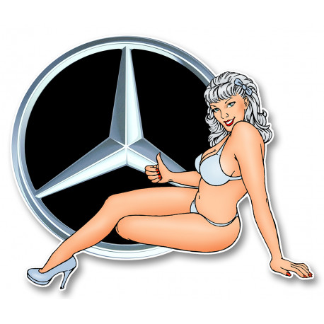 MERCEDES BENZ  left Pin Up laminated decal