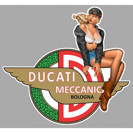 DUCATI Vintage Pin Up droite Sticker vinyle laminé