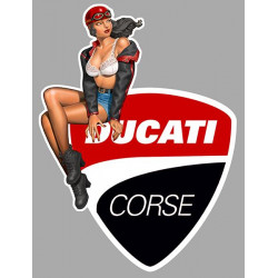DUCATI Vintage Pin Up gauche Sticker vinyle laminé