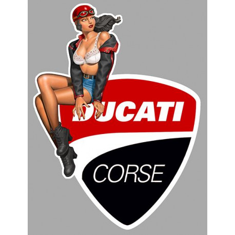 DUCATI Vintage Pin Up gauche Sticker vinyle laminé