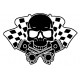 CROSSED PISTON SKULL  laminated decal