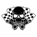 CROSSED PISTON SKULL  Sticker vinyle laminé