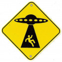 " WARNING  " UFO Sticker