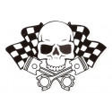 CROSSED PISTON SKULL  laminated decal